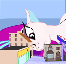 Size: 1280x1250 | Tagged: safe, artist:oceanrailroader, queen novo, g4, my little pony: the movie, building, female, giantess, macro
