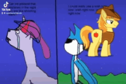 Size: 480x320 | Tagged: safe, editor:braeburnlover69, braeburn, discord, twilight sparkle, bird, draconequus, pony, g4, animated, crack shipping, crossover, crossover shipping, crying, female, gay, male, mordecai, mordetwi, regular show, shipping, sound, straight, tiktok, video, webm