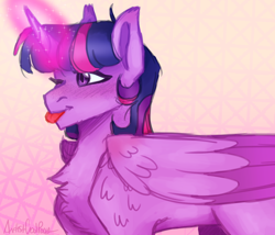 Size: 1400x1200 | Tagged: safe, artist:artistcoolpony, twilight sparkle, alicorn, pony, g4, :p, blushing, chest fluff, cute, female, glowing horn, horn, magic, mare, one eye closed, solo, tongue out, twiabetes, twilight sparkle (alicorn), wink