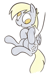 Size: 367x511 | Tagged: safe, artist:cookieboy011, derpy hooves, pegasus, pony, g4, cute, hand, holding a pony, no pupils, simple background, solo, white background