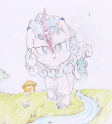 Size: 3717x4133 | Tagged: safe, artist:foxtrot3, oc, oc only, oc:river stone, kirin, hut, looking at you, solo