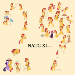 Size: 2000x2000 | Tagged: safe, artist:darksly, princess celestia, sunset shimmer, tempest shadow, twilight sparkle, alicorn, bat pony, cow, pegasus, pony, unicorn, g4, bat ponified, blushing, cowified, eyes closed, female, high res, kissing, lesbian, lola bunny, looney tunes, mare, newbie artist training grounds, ponified, race swap, shimmerbat, ship:sunsetsparkle, shipping, simple background, space jam, species swap, sunset shimmoo, twilight sparkle (alicorn), yellow background