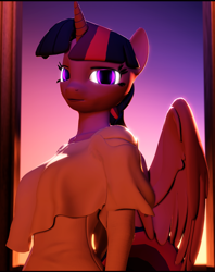 Size: 1080x1364 | Tagged: safe, artist:backmaker, twilight sparkle, alicorn, anthro, g4, 3d, clothes, solo, source filmmaker, twilight sparkle (alicorn)