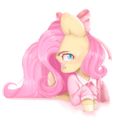 Size: 1280x1216 | Tagged: safe, artist:gailwonderland, fluttershy, pegasus, pony, g4, bow, cute, daaaaaaaaaaaw, female, mare, patch, shyabetes, simple background, solo, white background