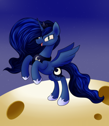Size: 2000x2300 | Tagged: safe, artist:huffy26, princess luna, alicorn, pony, g4, atg 2021, female, high res, mare, moon, newbie artist training grounds, open mouth, open smile, rearing, smiling, solo, spread wings, wings