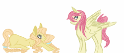 Size: 850x368 | Tagged: safe, artist:citrusskittles, oc, oc only, oc:discovery stars, oc:gala, earth pony, pegasus, pony, brother and sister, duo, female, male, mare, offspring, parent:big macintosh, parent:fluttershy, parents:fluttermac, siblings, simple background, stallion, white background