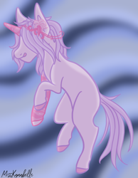 Size: 1162x1500 | Tagged: safe, artist:misskanabelle, oc, oc only, oc:lilac, pony, unicorn, abstract background, colored hooves, hair over eyes, horn, signature, unicorn oc