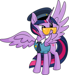 Size: 4316x4672 | Tagged: safe, artist:kopcap94, twilight sparkle, alicorn, pony, g4, absurd resolution, police uniform, simple background, solo, sunglasses, transparent background, twilight sparkle (alicorn), vector