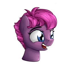 Size: 2000x2000 | Tagged: safe, artist:uteuk, ember (g1), earth pony, pony, g1, bust, female, filly, foal, high res, open mouth, simple background, smiling, solo, white background