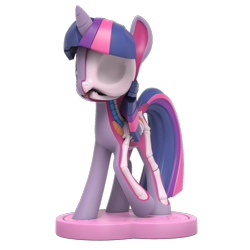 Size: 1000x1000 | Tagged: safe, part of a set, twilight sparkle, pony, unicorn, freeny's hidden dissectibles, g4, 3d render, bone, dissectibles, female, merchandise, organs, simple background, skeleton, solo, transparent background, unicorn twilight