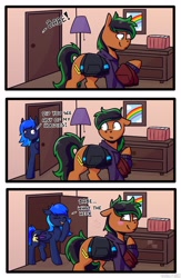 Size: 2480x3800 | Tagged: safe, artist:jellysketch, oc, oc only, bat pony, earth pony, pony, clothes, comic, couple, high res, hoodie, shipping