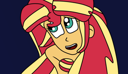 Size: 3000x1750 | Tagged: safe, artist:jadeharmony, sunset shimmer, mermaid, fanfic:sunset shimmer discovers her feet, equestria girls, g4, crossover, cute, fanfic, fanfic art, female, mermaidized, part of your world, shimmerbetes, smiling, solo, species swap, the little mermaid