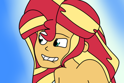 Size: 3000x2000 | Tagged: safe, artist:jadeharmony, sunset shimmer, mermaid, fanfic:sunset shimmer discovers her feet, equestria girls, g4, crossover, cute, fanfic, fanfic art, female, high res, lip bite, mermaidized, shimmerbetes, smiling, smirk, solo, species swap, the little mermaid