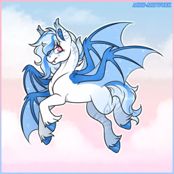Size: 1600x1600 | Tagged: safe, artist:acry-artwork, oc, oc only, oc:crystal ice, bat pony, pony, bat pony oc, four wings, multiple wings, solo, wings