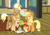 Size: 4160x2912 | Tagged: safe, artist:magicstarshine12, applejack, trenderhoof, oc, earth pony, pony, g4, baby, baby pony, base used, book, eating, female, glasses, glowing horn, hat, horn, indoors, magic, male, mare, offspring, parent:applejack, parent:trenderhoof, parents:trenderjack, raised hoof, shipping, stallion, straight, telekinesis, trenderjack