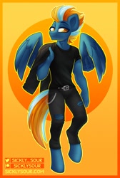 Size: 932x1388 | Tagged: safe, artist:sickly-sour, oc, oc only, pegasus, anthro, unguligrade anthro, commission, male, solo