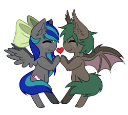 Size: 1000x900 | Tagged: safe, artist:alfury, artist:kittiebases, oc, oc only, oc:draco night, oc:summer breeze (pegasus), base used, bow, commission, hair bow, heart, simple background, transparent background, ych result