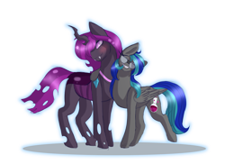 Size: 5500x4000 | Tagged: artist needed, safe, oc, oc only, oc:coco (changeling), oc:summer breeze (pegasus), changeling, pegasus, pony, fangs, pegasus oc, purple changeling, simple background, transparent background