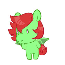 Size: 350x350 | Tagged: safe, artist:lavvythejackalope, oc, oc only, bat pony, pony, bat pony oc, bat wings, bipedal, chibi, commission, looking down, simple background, solo, thinking, transparent background, wings, ych result