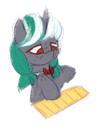 Size: 501x625 | Tagged: safe, artist:equmoria, oc, oc only, oc:piano mint, pony, unicorn, bowtie, horn, musical instrument, piano, playing instrument, simple background, solo, transparent background, unicorn oc