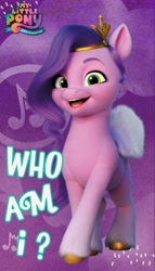 Size: 720x1260 | Tagged: safe, screencap, pipp petals, pony, g5, my little pony: a new generation, 3d, adorapipp, cute, female, mare, question, who am i, youtube link