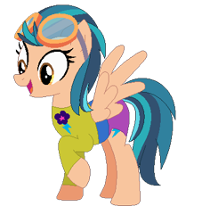 Size: 367x405 | Tagged: safe, artist:firestarartist, artist:user15432, indigo zap, pegasus, pony, equestria girls, g4, base used, clothes, cutie mark, cutie mark on clothes, equestria girls ponified, goggles, leotard, olympics, open mouth, ponified, raised hoof, simple background, solo, sports, sports outfit, sporty style, swimsuit, transparent background