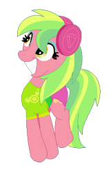 Size: 293x454 | Tagged: safe, artist:firestarartist, artist:user15432, lemon zest, earth pony, pony, equestria girls, g4, base used, clothes, cutie mark, cutie mark on clothes, equestria girls ponified, headphones, leotard, olympics, ponified, simple background, solo, sports, sports outfit, sporty style, swimsuit, transparent background