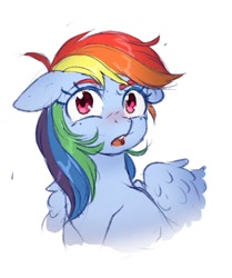 Size: 1046x1254 | Tagged: safe, artist:ghoasthead, rainbow dash, pegasus, pony, g4, blushing, bust, cute, dashabetes, female, floppy ears, mare, open mouth, simple background, solo, white background