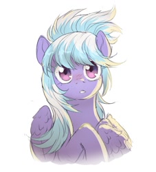 Size: 1225x1350 | Tagged: safe, artist:ghoasthead, cloudchaser, pegasus, pony, g4, backlighting, blushing, bust, cute, cutechaser, female, looking at you, mare, simple background, solo, white background