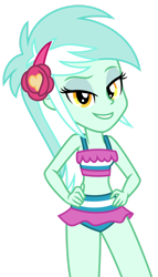 Size: 1024x1792 | Tagged: safe, artist:emeraldblast63, lyra heartstrings, equestria girls, equestria girls series, forgotten friendship, g4, spring breakdown, spoiler:eqg series (season 2), clothes, female, hand on hip, lyra heartstrings swimsuit, simple background, sleeveless, solo, striped swimsuit, swimsuit, transparent background, vector