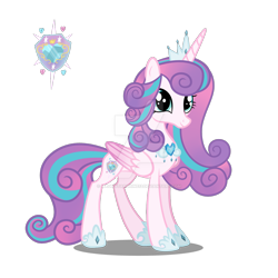 Size: 1600x1600 | Tagged: safe, artist:magicstarshine12, princess flurry heart, alicorn, pony, g4, base used, concave belly, deviantart watermark, eyelashes, female, hoof shoes, horn, jewelry, mare, obtrusive watermark, older, older flurry heart, peytral, simple background, slender, solo, thin, tiara, transparent background, watermark, wings