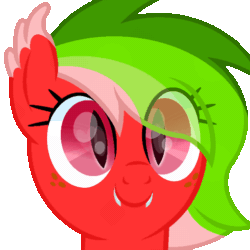 Size: 510x510 | Tagged: safe, artist:ponkus, oc, oc only, oc:melun heart, bat pony, pony, animated, bat ears, bat eyes, bat pony oc, blinking, cute, eye clipping through hair, fangs, female, freckles, gif, mare, simple background, solo, transparent background, ych example, your character here