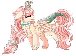 Size: 350x259 | Tagged: safe, artist:inspiredpixels, oc, oc only, original species, pony, horn, pixel art, simple background, solo, transparent background, wings