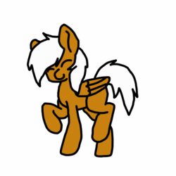 Size: 2000x2000 | Tagged: safe, artist:breezydiz, oc, oc:breezy brown, pegasus, pony, animated, brown fur, dancing, gif, happy, high res, male, pegasus oc, smiling, stallion, trace, white hair, white mane, wings