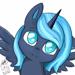 Size: 2480x2480 | Tagged: safe, artist:cxynbl, artist:闪电_lightning, princess luna, alicorn, pony, g4, high res, looking at you, solo, younger