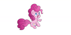 Size: 1263x633 | Tagged: safe, artist:ukulelepineapplecat, pinkie pie, earth pony, pony, g4, female, mare, ponk, simple background, smiling, solo, white background