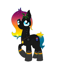 Size: 491x532 | Tagged: safe, artist:joan-grace, oc, oc only, earth pony, pony, coat markings, earth pony oc, ethereal mane, flower, flower in hair, jewelry, necklace, raised hoof, socks (coat markings), solo, starry mane