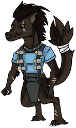 Size: 1213x2048 | Tagged: safe, artist:agdapl, diamond dog, anthro, digitigrade anthro, clothes, crossover, demoman, demoman (tf2), eye scar, male, scar, simple background, solo, species swap, team fortress 2, transparent background
