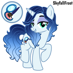 Size: 1448x1448 | Tagged: safe, artist:skyfallfrost, oc, oc only, oc:azure blush, pony, unicorn, female, mare, simple background, solo, white background