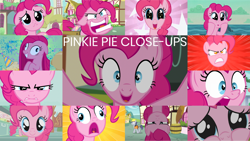 Size: 1280x721 | Tagged: safe, edit, edited screencap, editor:quoterific, screencap, pinkie pie, steam roller (g4), earth pony, pony, a friend in deed, bridle gossip, call of the cutie, father knows beast, filli vanilli, g4, make new friends but keep discord, party of one, season 1, season 2, season 4, season 5, season 7, season 8, secrets and pies, the last roundup, breaking the fourth wall, close-up, collage, cute, derp, diapinkes, dilated pupils, pinkamena diane pie, pinkie promise, puppy dog eyes, spitty pie