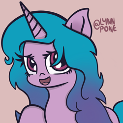 Size: 2048x2048 | Tagged: safe, artist:lynnpone, izzy moonbow, pony, unicorn, g5, curly hair, cute, high res, solo