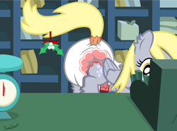 Size: 1280x948 | Tagged: safe, artist:thunderdasher07, derpy hooves, pegasus, pony, g4, candy, candy cane, cash register, counter, diaper, diaper butt, diaper fetish, ear fluff, female, fetish, food, hearth's warming eve, hoof fluff, leg fluff, mare, mistleholly, non-baby in diaper, poofy diaper, post office, raised tail, scale, shop, show accurate, solo, store, tail, tail hole