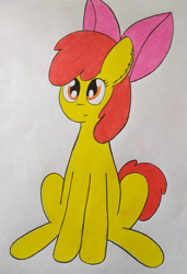 Size: 2461x3589 | Tagged: safe, artist:thunderrainbowshadow, apple bloom, earth pony, pony, g4, female, filly, high res, solo, traditional art