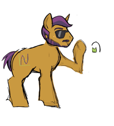 Size: 1063x1183 | Tagged: safe, artist:yidwags, oc, oc only, oc:plot mapper, pony, unicorn, facial hair, male, math, reference sheet, side view, smiling, sunglasses, waving