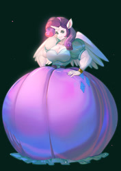 Size: 990x1402 | Tagged: safe, artist:bakki, rarity, alicorn, anthro, g4, alicornified, big breasts, breasts, busty rarity, cleavage, clothes, dress, gown, long skirt, muscles, race swap, raricorn, ripped rarity, skirt