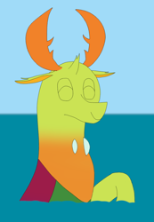 Size: 746x1080 | Tagged: safe, artist:justsomeguypassingby, thorax, changedling, changeling, g4, atg 2021, eyes closed, happy, king thorax, male, newbie artist training grounds, solo, water