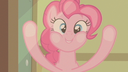 Size: 1280x720 | Tagged: safe, screencap, pinkie pie, earth pony, pony, baby cakes, g4, season 2, cute, diapinkes, female, mare, ponyville hospital, smiling, solo