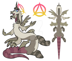 Size: 1920x1636 | Tagged: safe, artist:renhorse, oc, oc:anarchy, draconequus, multiple limbs, multiple wings, simple background, transparent background, wings