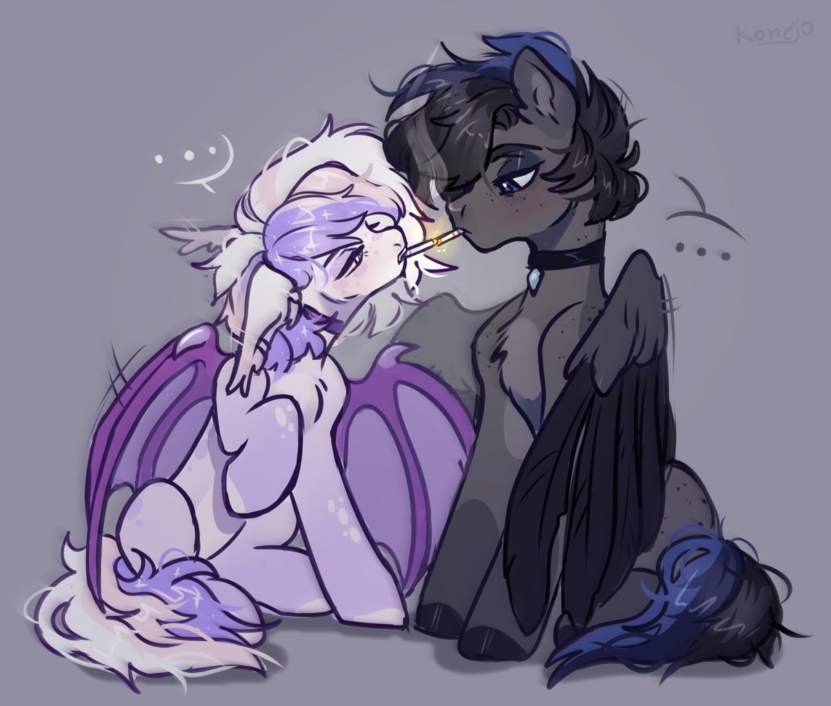 safe, artist:konejo, oc, oc only, bat pony, <b>pegasus</b>, pony, bat pony oc, cig...