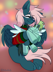 Size: 900x1221 | Tagged: safe, artist:mediasmile666, oc, oc only, pegasus, pony, eyes closed, happy, plushie, sitting, solo, unshorn fetlocks